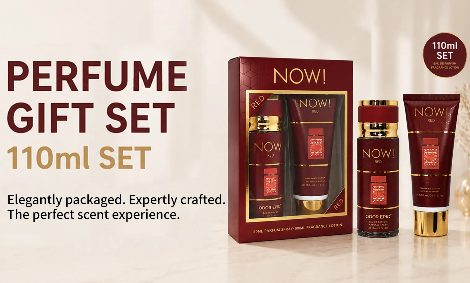 110ml perfume gift set with eau de parfum spray and fragrance lotion for B2B wholesale buyers